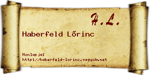 Haberfeld Lőrinc névjegykártya